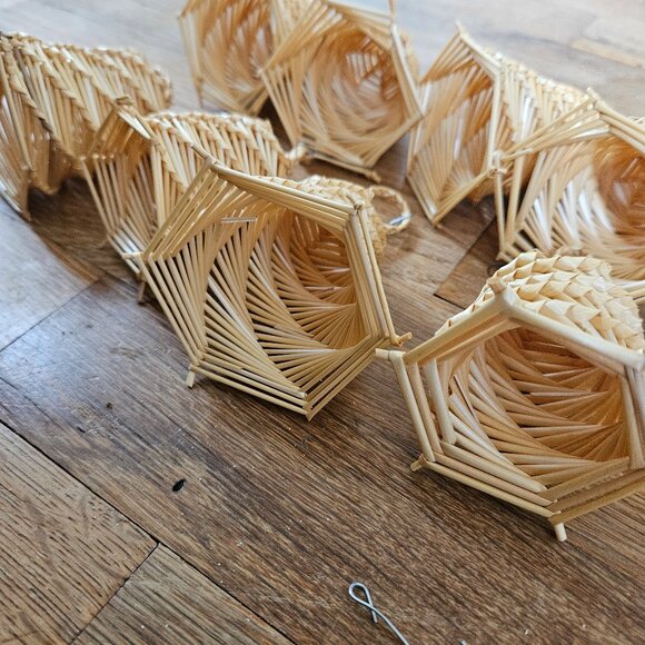 Vintage Braided Straw CHristmas Ornament Bells Scandinavian Eastern European 8 - Picture 3 of 4